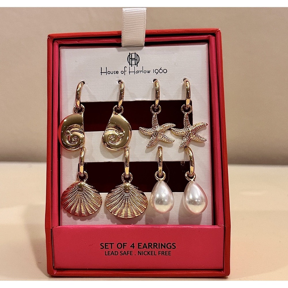 House of Harlow 1960 Gold Nautical Sea Life Pearl‎ Starfish Lead And Nickel Free